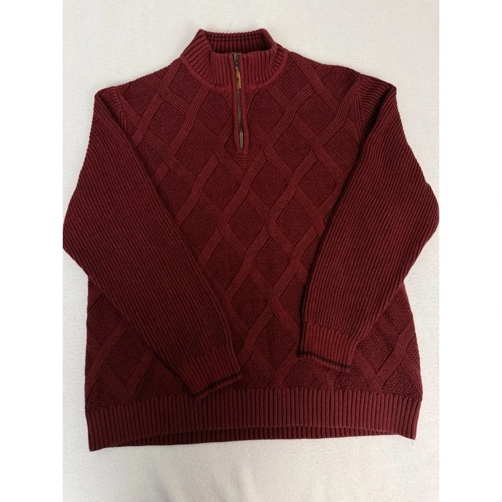 Tommy Bahama Desert Diamond 1/4 Zip Heavy Cable Knit Sweater‎ Blue Pullover XL